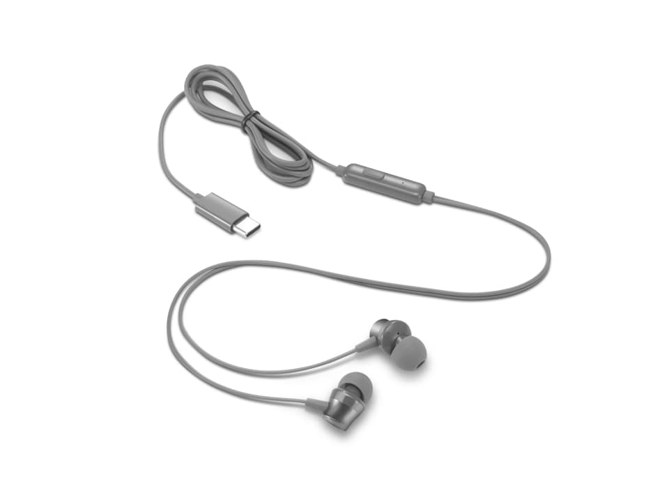אוזניות תוך אוזן חוטיות עם מיקרופון Lenovo 300 - חיבור USB-C - דגם GXD1J77353 - - שנה אחריות